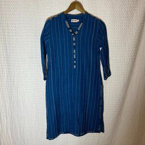Fabindia Dress Tunic Kurta Color Navy Blue Unisex Size M
